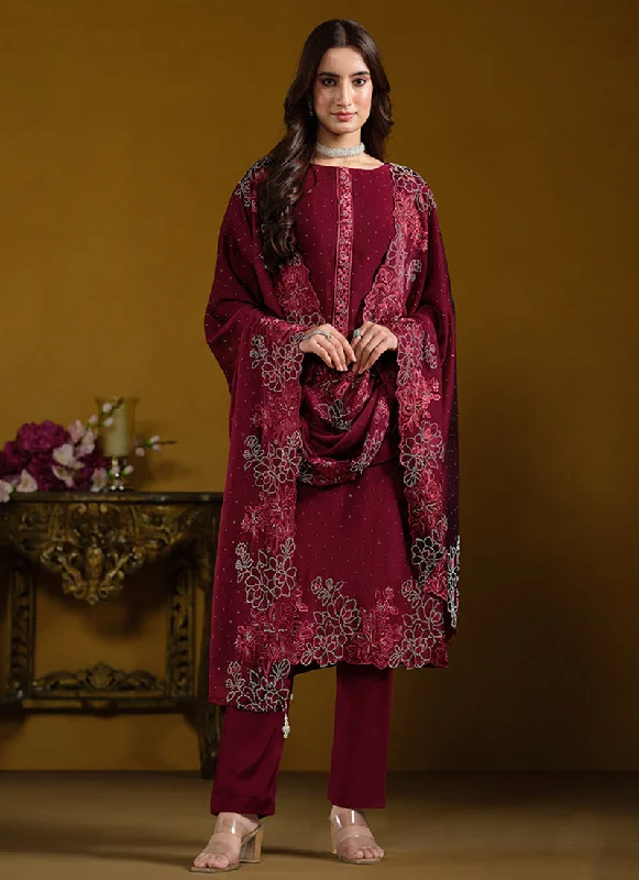 Sale Event Deep Red Embroidered Pakistani Suit