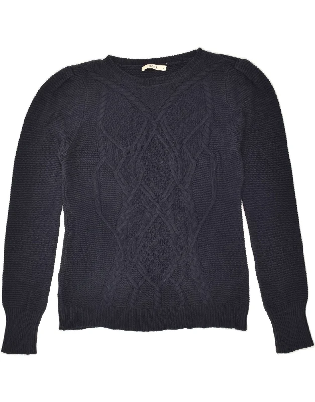 OASIS Womens Crew Neck Jumper Sweater UK 14 Medium Navy Blue Cotton