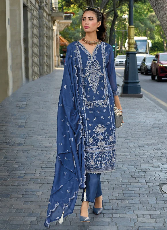 Act Now Dark Blue Traditional Embroidery Pant Style Suit