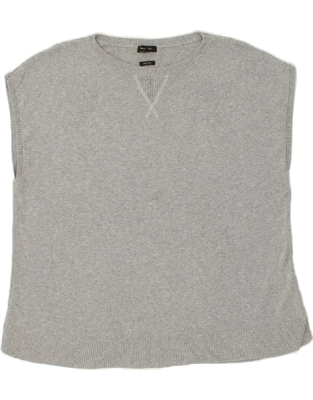 MASSIMO DUTTI Womens Sleeveless Boat Neck Jumper Sweater UK 14 Medium Grey