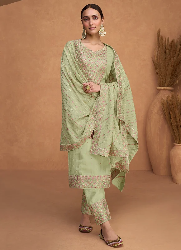 Price Break Green Kashida Embroidery Traditional Salwar Kameez