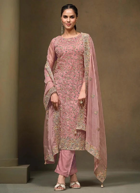 New Deals Pink Multi Embroidered Pakistani Pant Style Suit