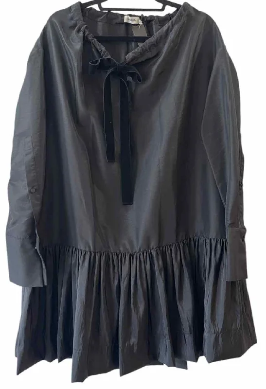 Members Only Simkhai Black Size M Edison Long Sleeve Ruffle Mini Dress