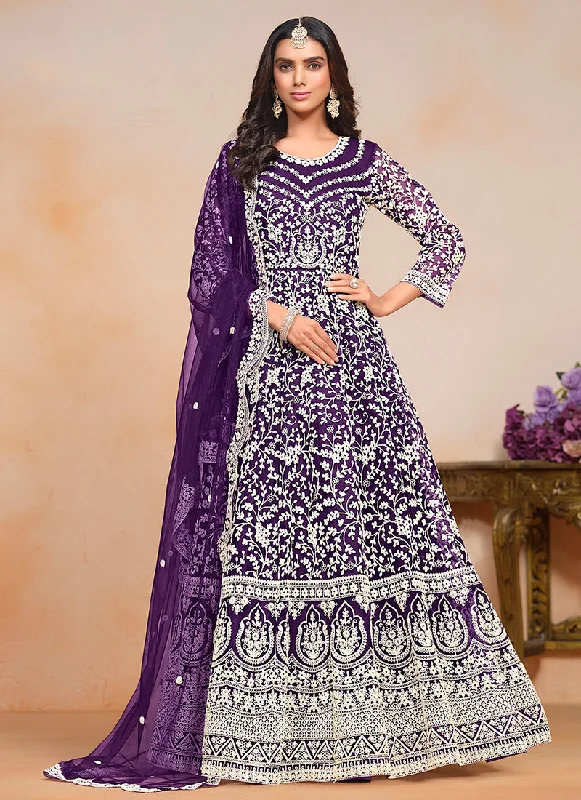 New Arrival Purple Designer Embroidery Festive Anarkali Suit
