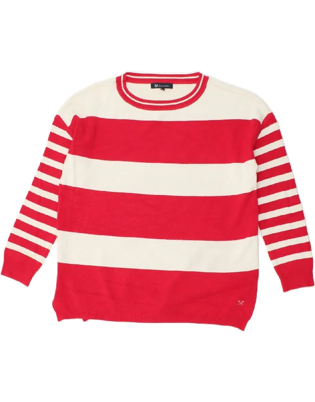 CREW CLOTHING Womens Boat Neck Jumper Sweater UK 14 Medium Red Striped