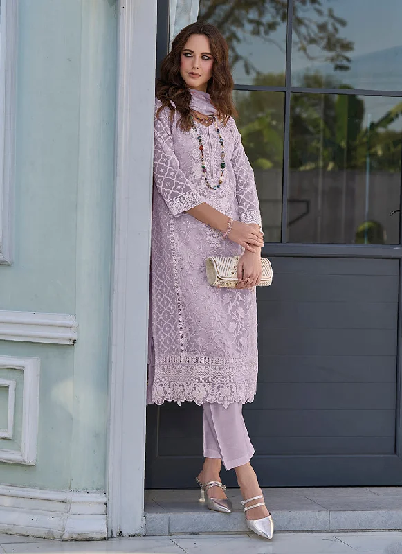 YEAR-End Clearance Lavender Embroidered Pakistani Dress