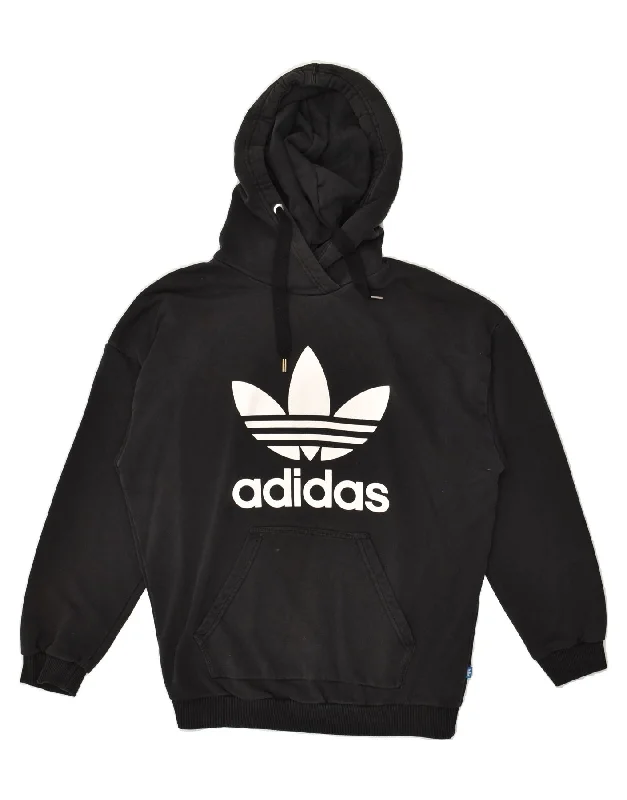 ADIDAS Womens Graphic Hoodie Jumper UK 12 Medium Black Cotton