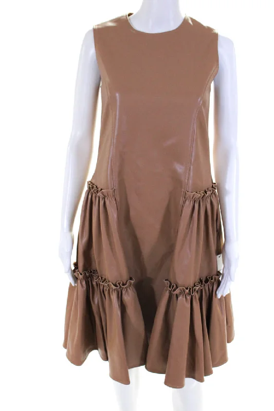 Discount Deals Adeam Womens Ruched Dress Camel