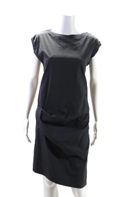 Amazing Deals Brunello Cucinelli Womens Sleeveless Scoop Neck Shift Dress Navy Blue Amazing Deals Brunello Cucinelli Womens Sleeveless Scoop Neck Shift Dress Navy Blue