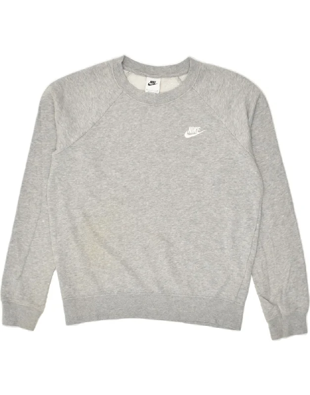 NIKE Womens Oversized Sweatshirt Jumper UK 10 Small Grey Cotton