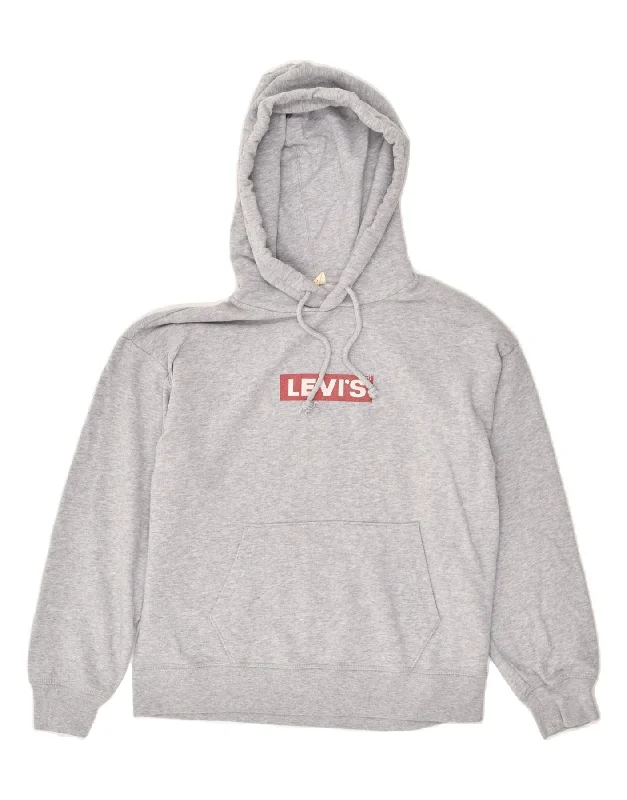 LEVI'S Womens Hoodie Jumper UK 14 Medium Grey Cotton