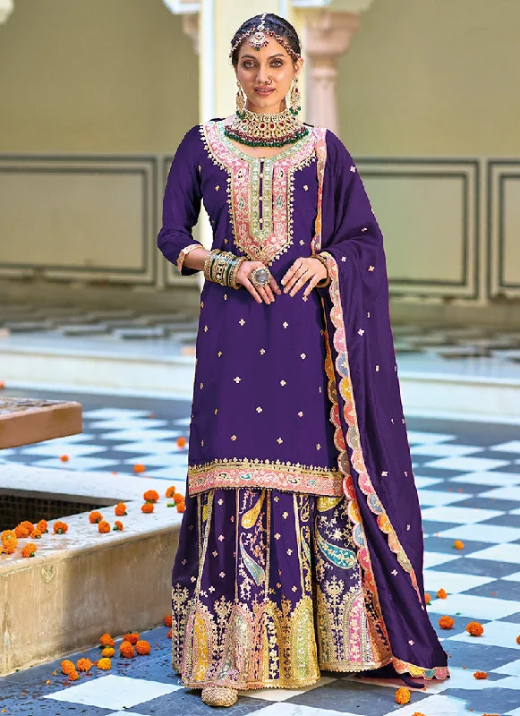 Can't Miss Purple Multi Embroidery Festive Lehenga Kurti