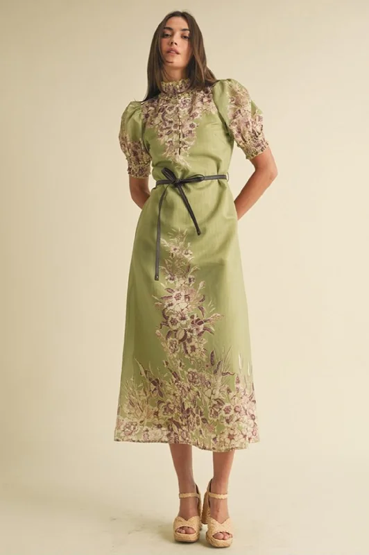 Final Clearance Jackie leather-trimmed floral maxi dress