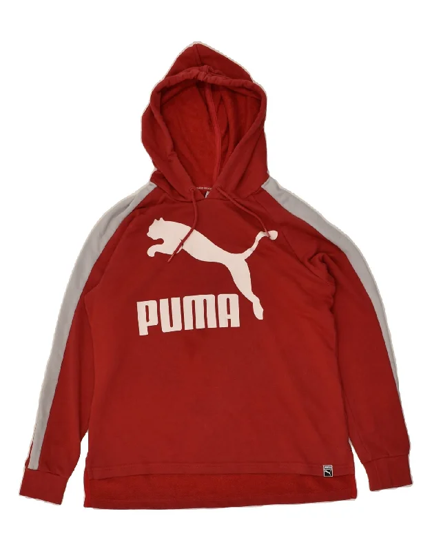 PUMA Womens Graphic Hoodie Jumper UK 8 Small  Red Cotton