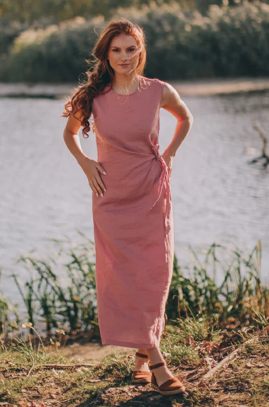 Today’s Deal Linen Dress with Ruched Tie Detail