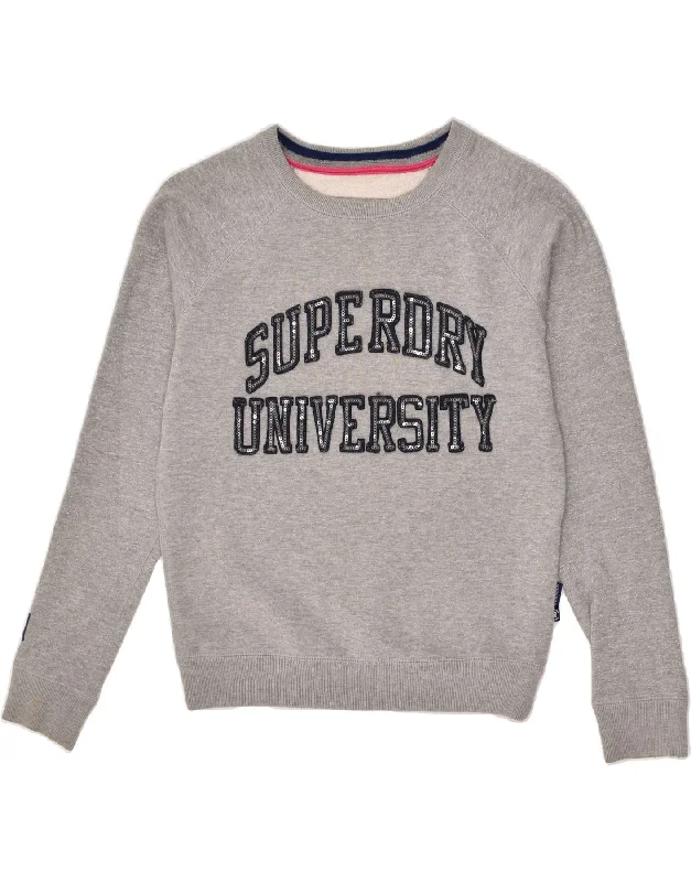 SUPERDRY Womens Graphic Sweatshirt Jumper UK 10 Small Grey Polyester