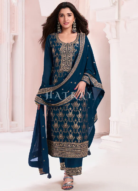 Final Clearance Royal Blue Embroidery Pakistani Suit