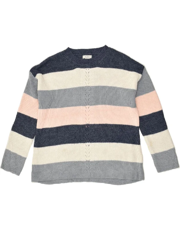 FAT FACE Womens Crew Neck Jumper Sweater UK 10 Small Multicoloured Striped