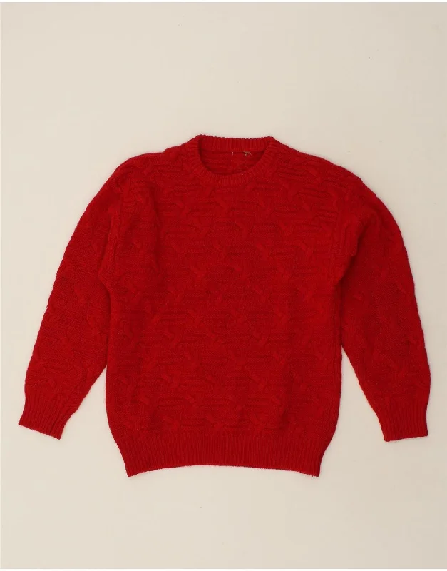 VINTAGE Womens Crew Neck Jumper Sweater UK 14 Medium Red