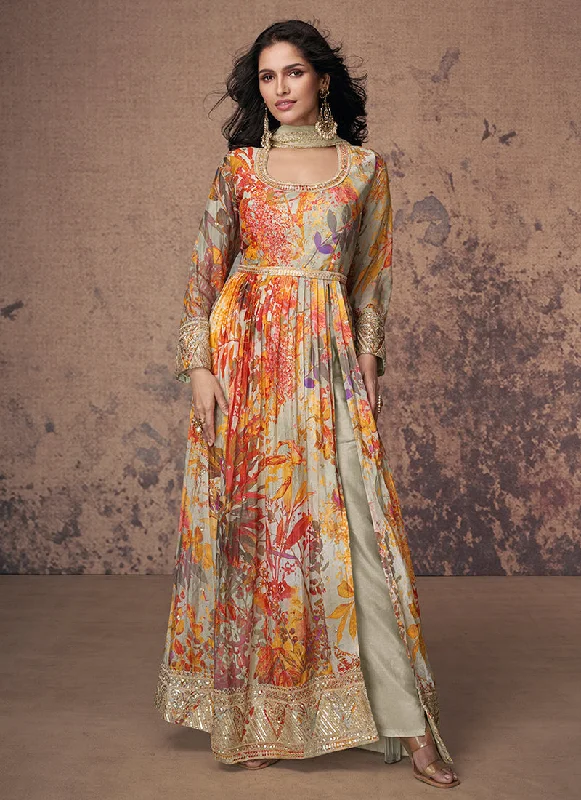 Overstock Sea Green Embroidered Slit Style Anarkali Suit