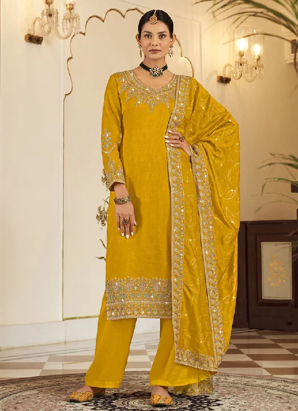 Savings Event Yellow Embroidery Designer Salwar Suit