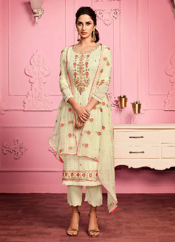 Early Access Pista Green Floral Embroidered Pakistani Pant Suit