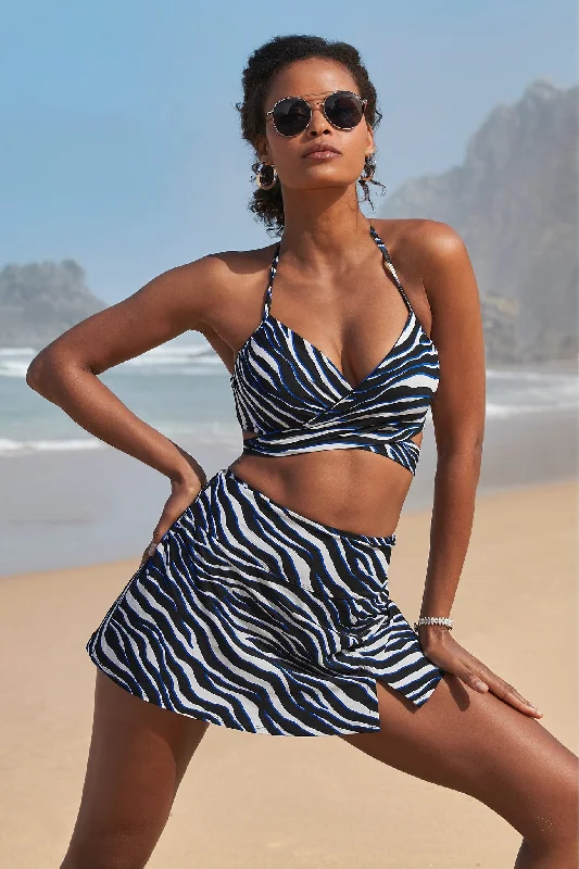 Bargain Prices Swim Sense Ocean Zebra Printed High Waist Skirted Bottom Deep Ocean/Black Bargain Prices Swim Sense Ocean Zebra Printed High Waist Skirted Bottom Deep Ocean/Black