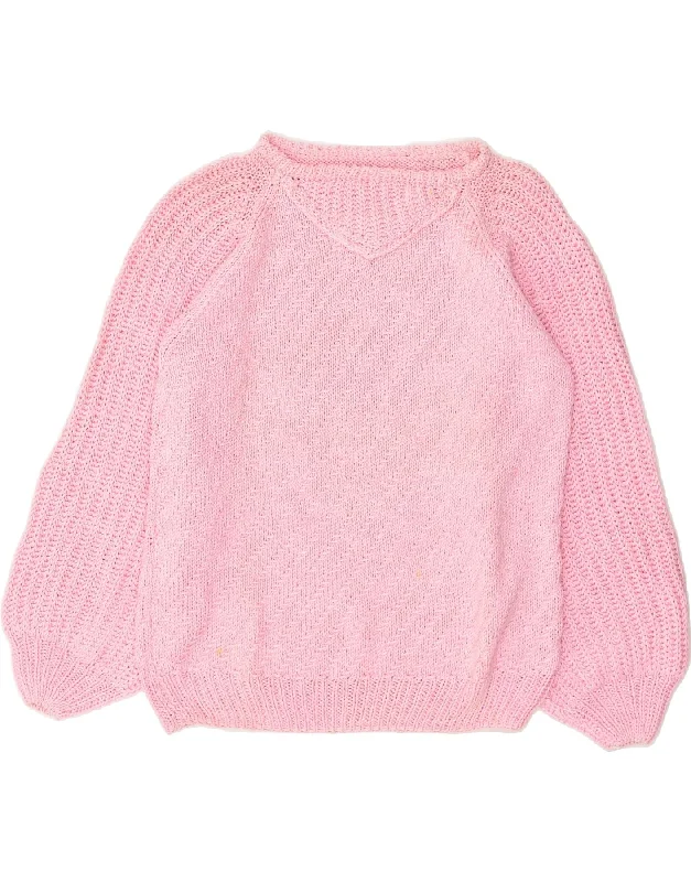 VINTAGE Womens Boat Neck Jumper Sweater UK 14 Large Pink