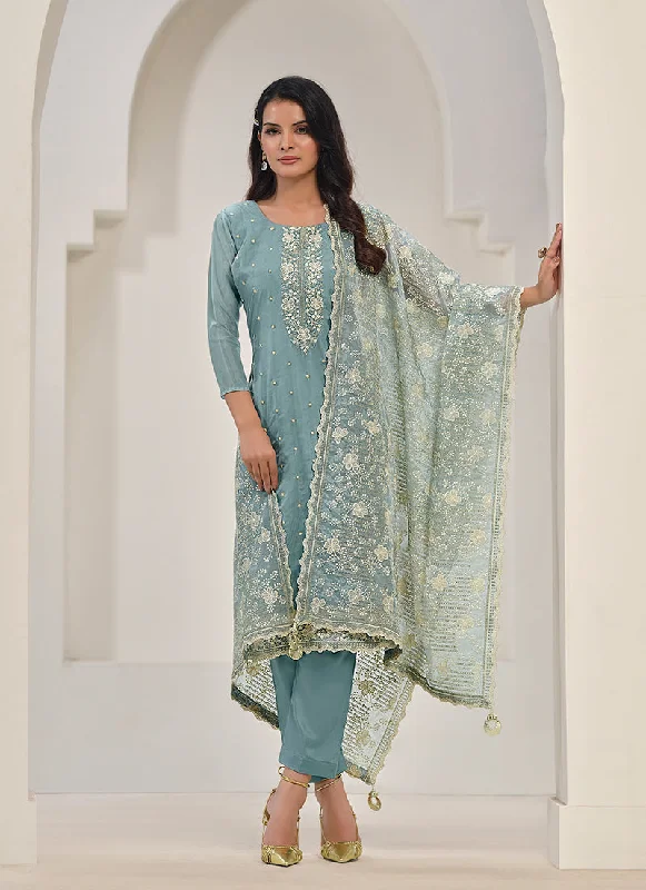 Savings Galore Sky Blue Embroidery Pakistani Salwar Kameez Suit