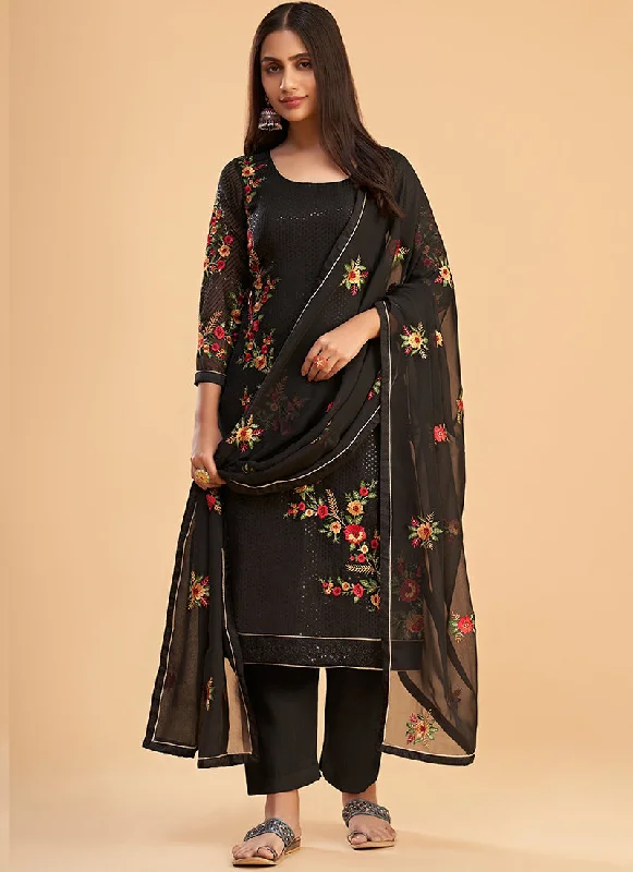 The Best Prices Black Multi Embroidery Traditional Salwar Suit