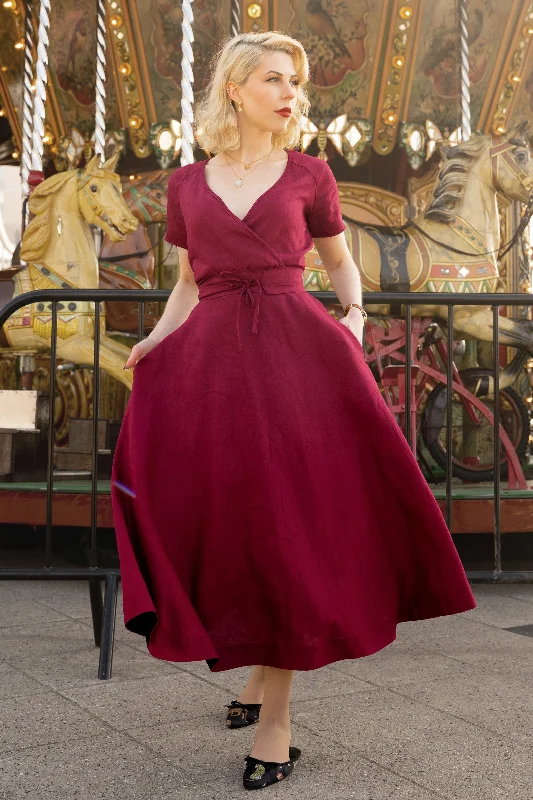 Price Drop Midi Length Linen Wrap Dress