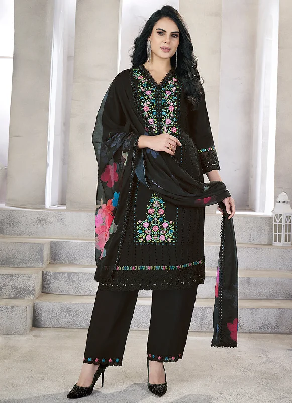 Year-End Clearance Black Multi Embroidery Chikankari Pakistani Salwar Kameez