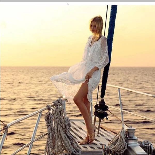 Best Seller Lace Plus Size Long Sleeves Sexy Bohemian Long Dress
