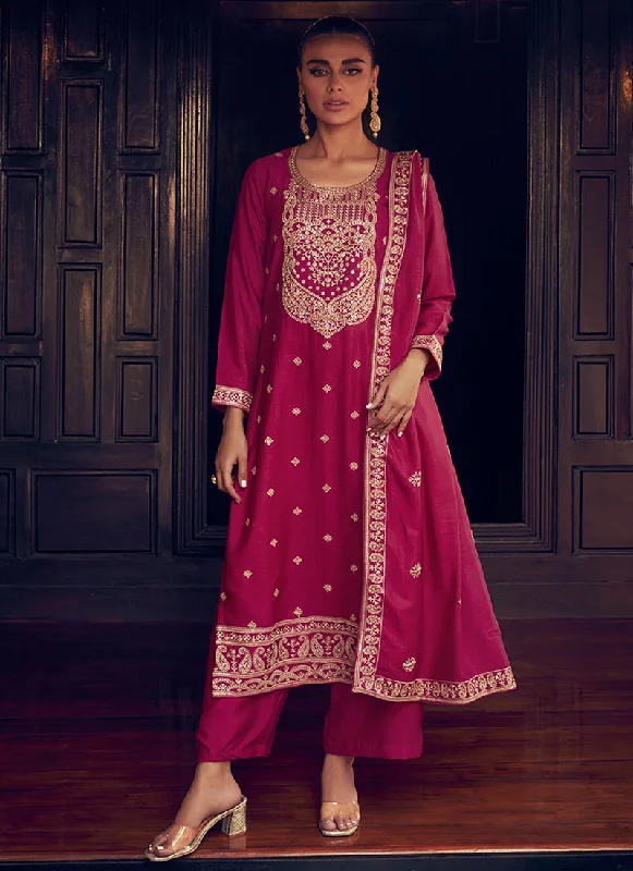 Extra Savings Magenta Sequence Embroidery Traditional Palazzo Suit