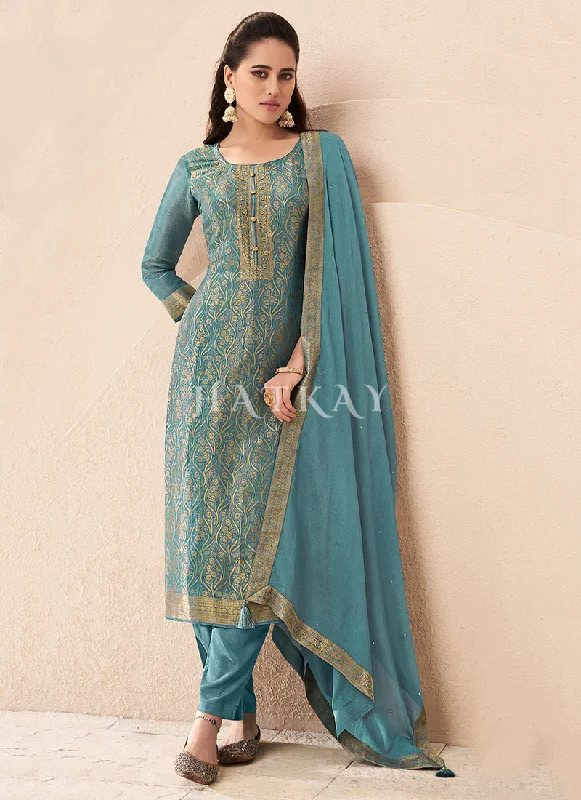 Clearance Sale Mist Blue Handwork Pakistani Pant Style Suit