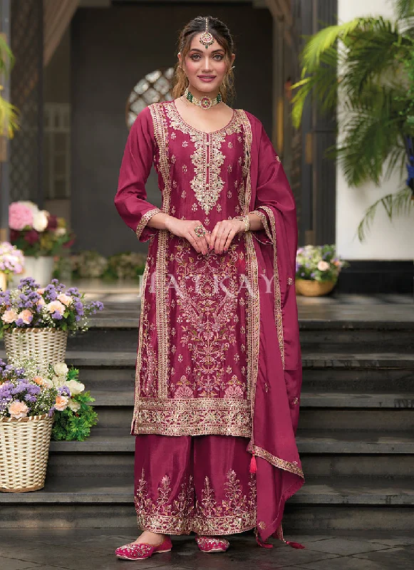 Act Fast Cherry Red Traditional Palazzo Suit