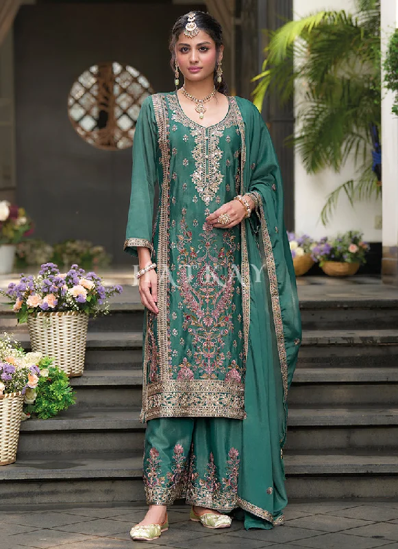 Price Drop Alert Dark Green Traditional Palazzo Suit