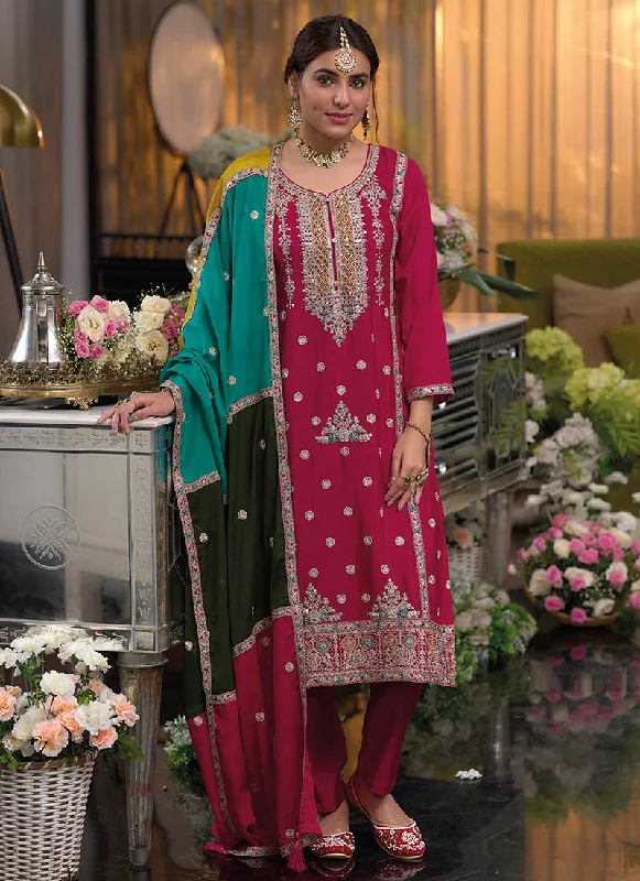 Exclusive Preview Magenta Pink Multi Embroidery Salwar Kameez Suit