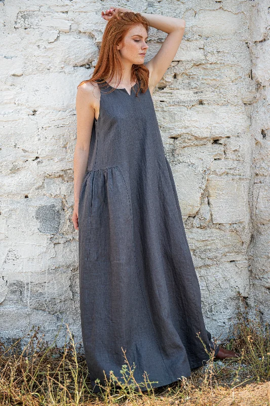 Hurry In Loose Linen Maxi Dress