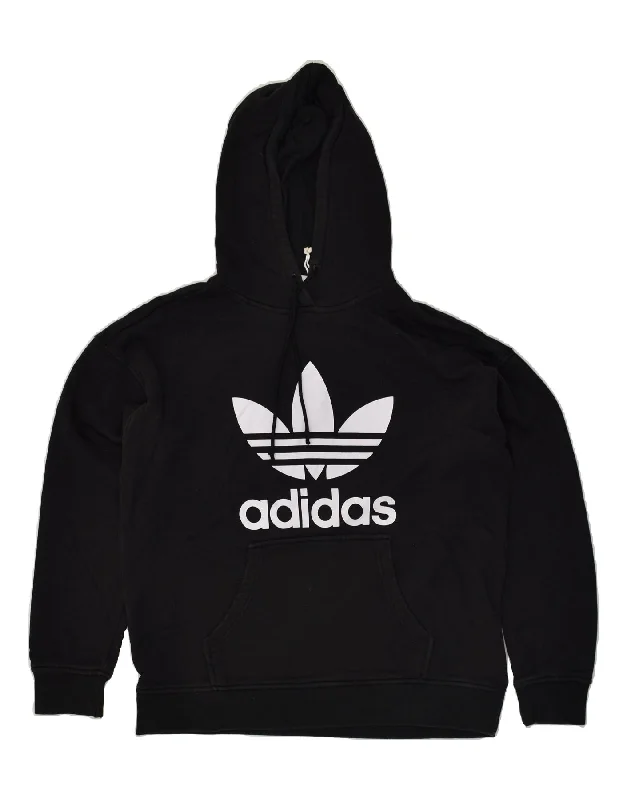 ADIDAS Womens Graphic Hoodie Jumper UK 12 Medium  Black Polyester