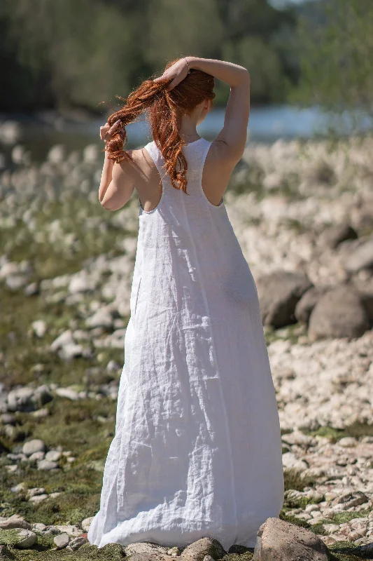 Savings Bonanza Minimalist Long Linen Dress