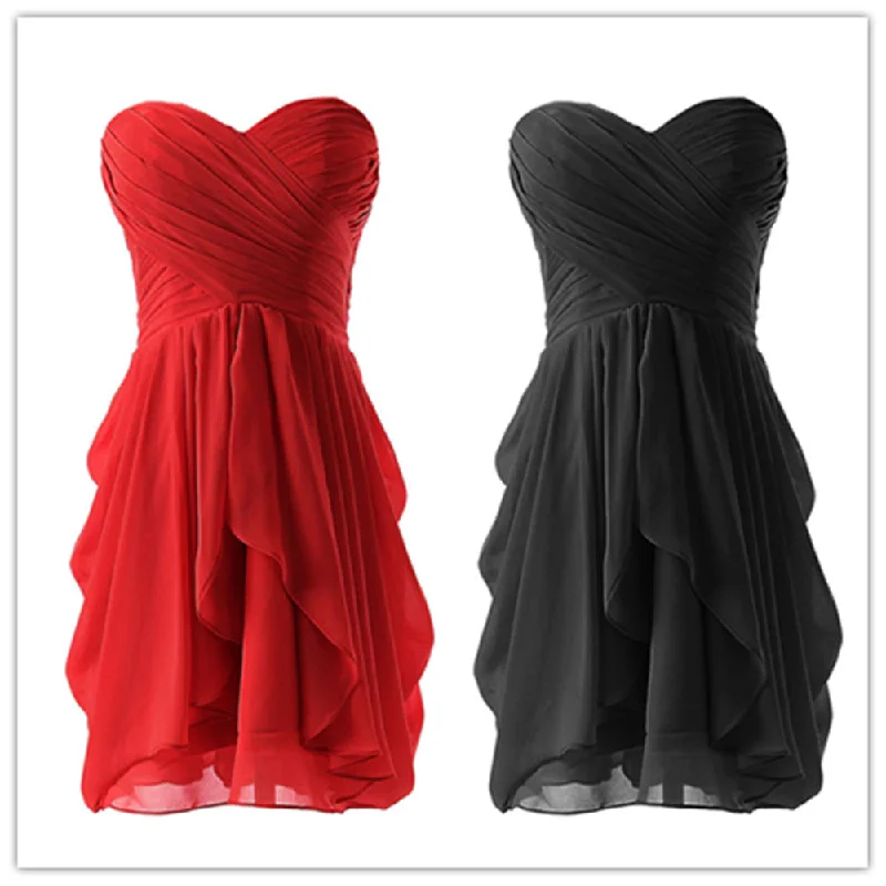 Today’s Deal Sterpless Solid Color Irregular Ruffles Homecoming Party Dress