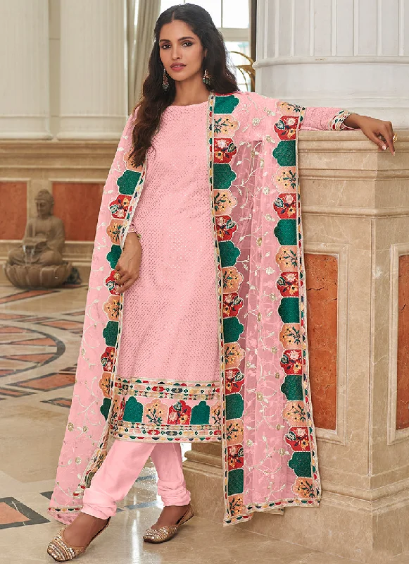 Deal Frenzy Pink Multi Sequence Embroidery Festive Salwar Kameez