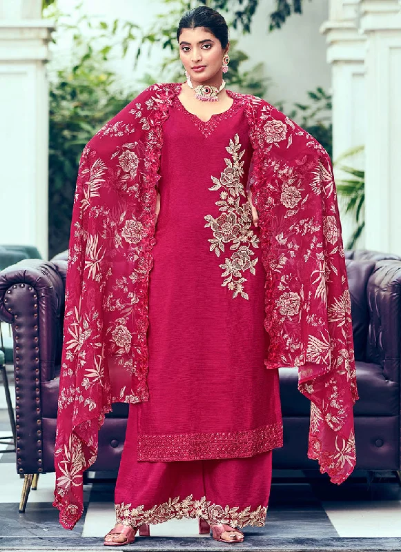 Crazy Savings Pink Embroidery Designer Palazzo Suit