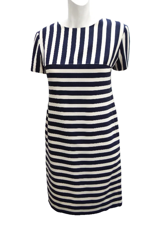 Deal Frenzy Courreges Vintage Shift Dress in Blue and White Stripes, UK10