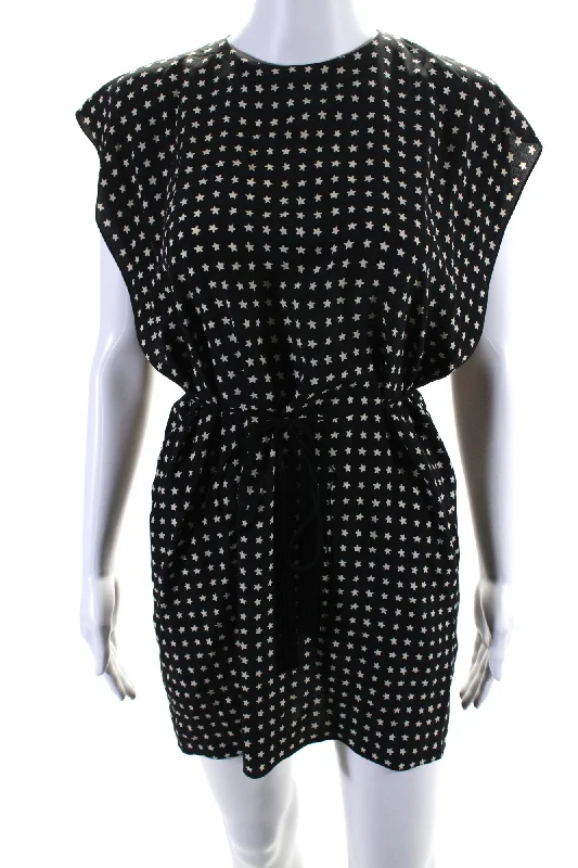 Early Access Saint Laurent Women's Round Neck Sleeveless Tassel Star Print Mini Dress Early Access Saint Laurent Women's Round Neck Sleeveless Tassel Star Print Mini Dress