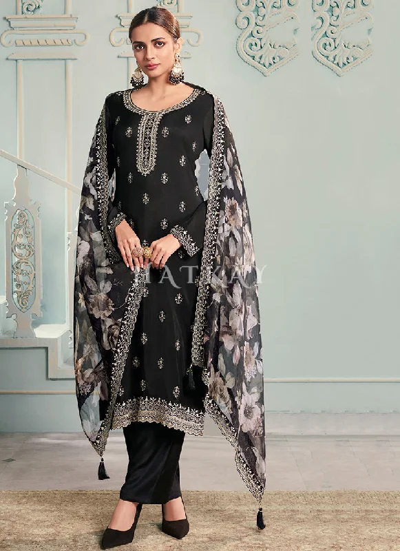 Midnight Madness Black Embroidery Pakistani Pant Suit