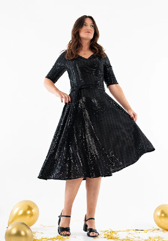 Crazy Deals Candescent Black Sequin Swing Dress