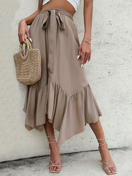 Bonus Savings Ruffle Hem Flowy Skirt HFBS3LZU98