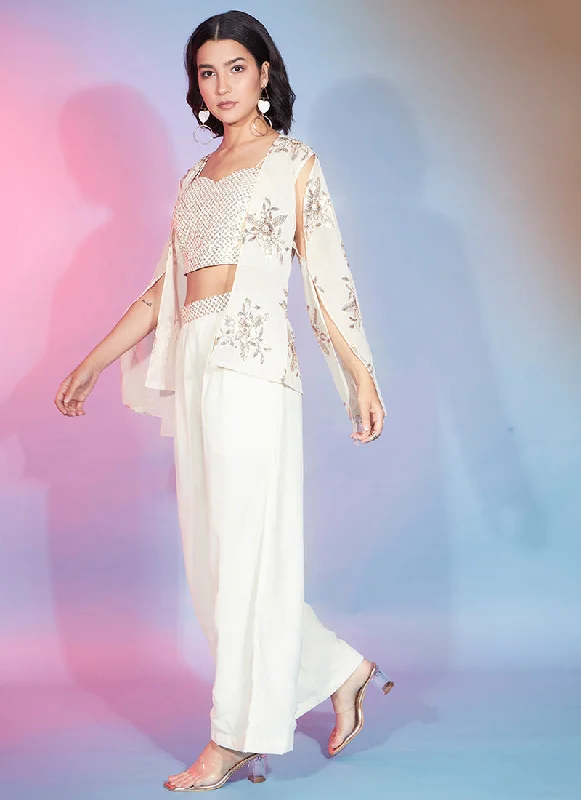 Final Markdown Off White Sequence Embellished Co-Ord Style Pant Suit